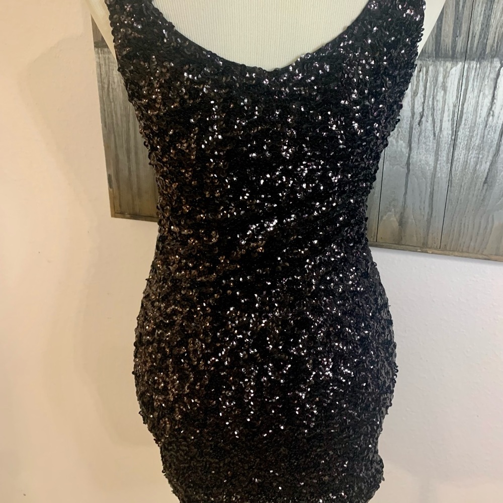 Amber blue black sequence mini dress